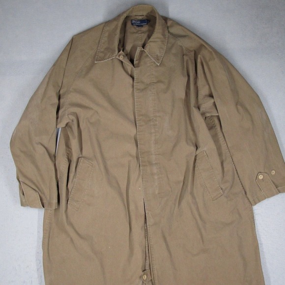 Polo by Ralph Lauren Other - Polo Ralph Lauren Men XL Tan Khaki Cotton Trench Coat Button Front Jacket Y2K